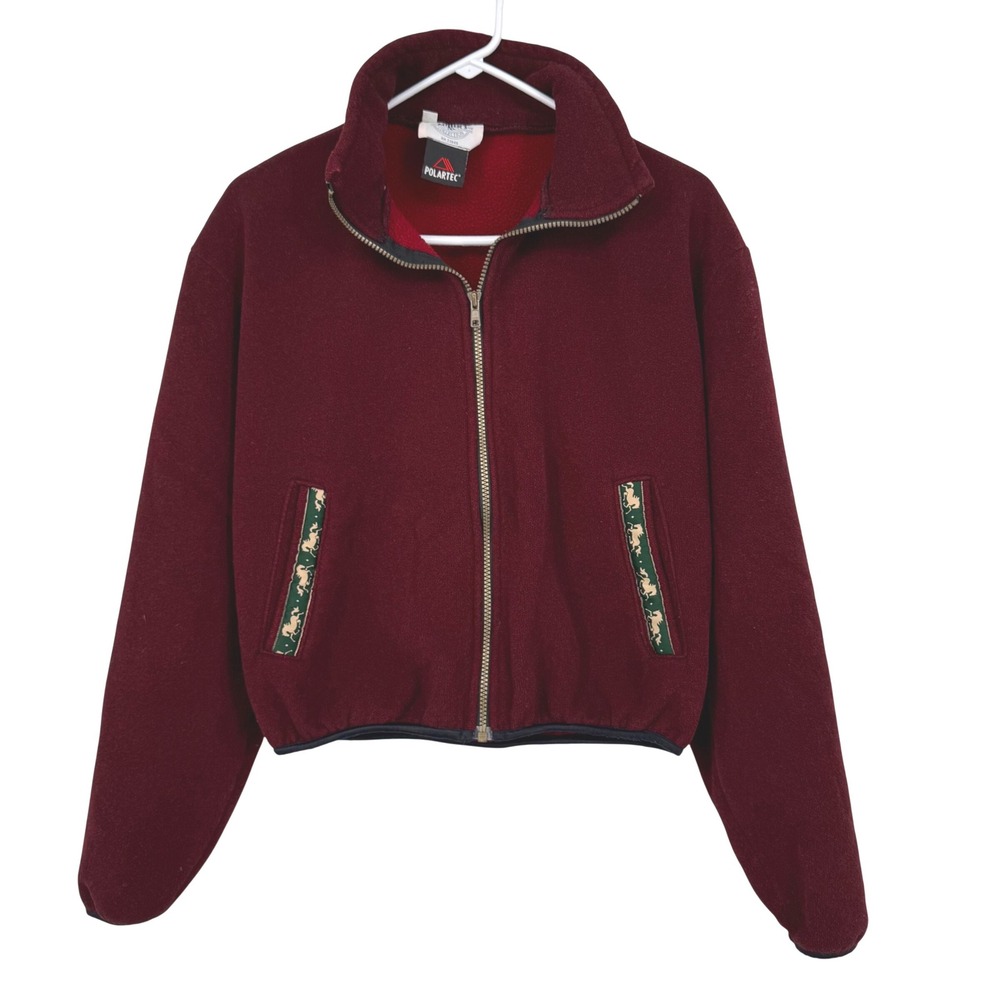 Miller's Sportific Collection Polartec Fleece Jacket Burgundy Horse Trim Zip Up